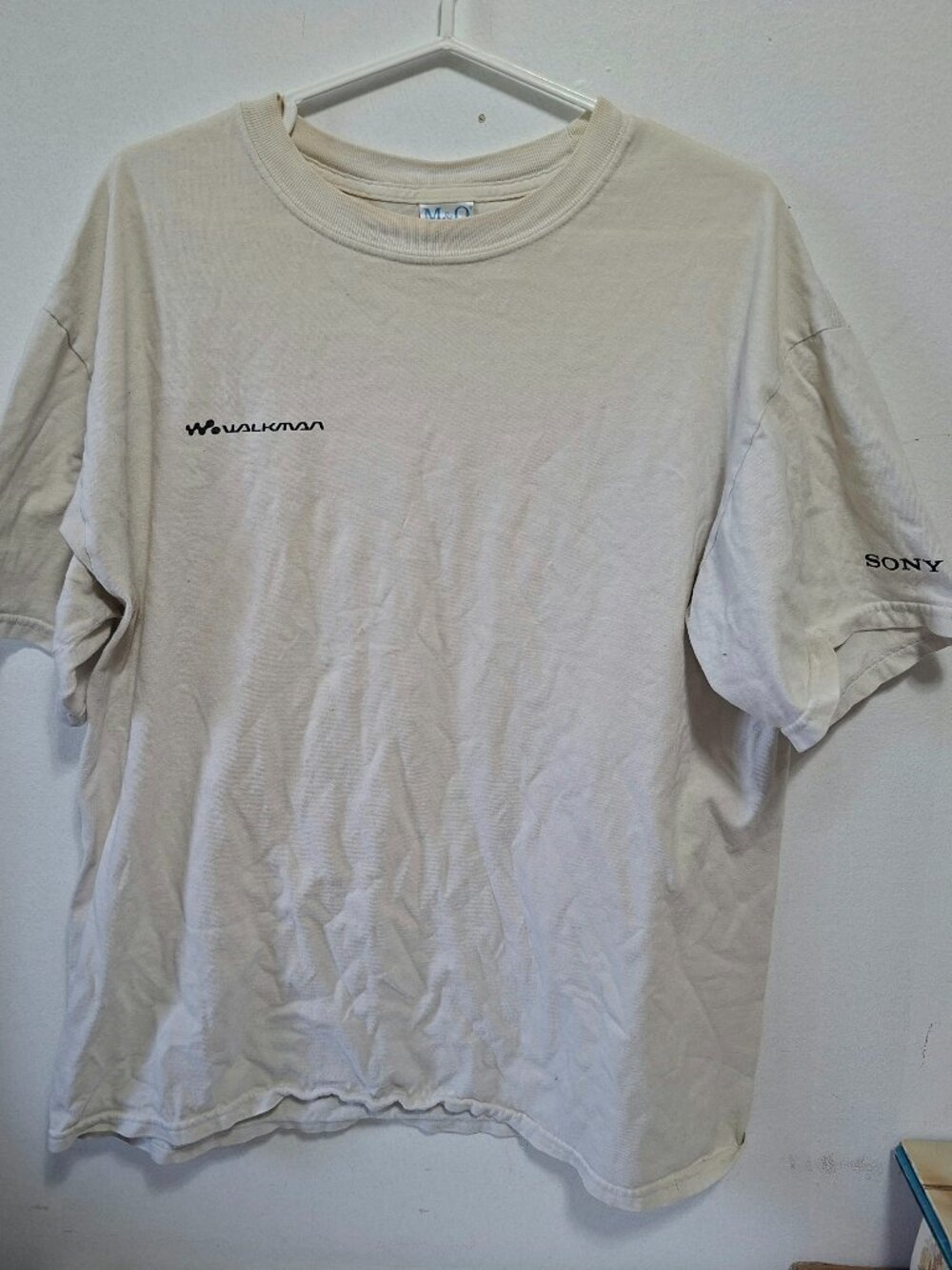 Vintage 90s Sony Walkman T-Shirt White Large Retro Music Graphic Tee Streetwear